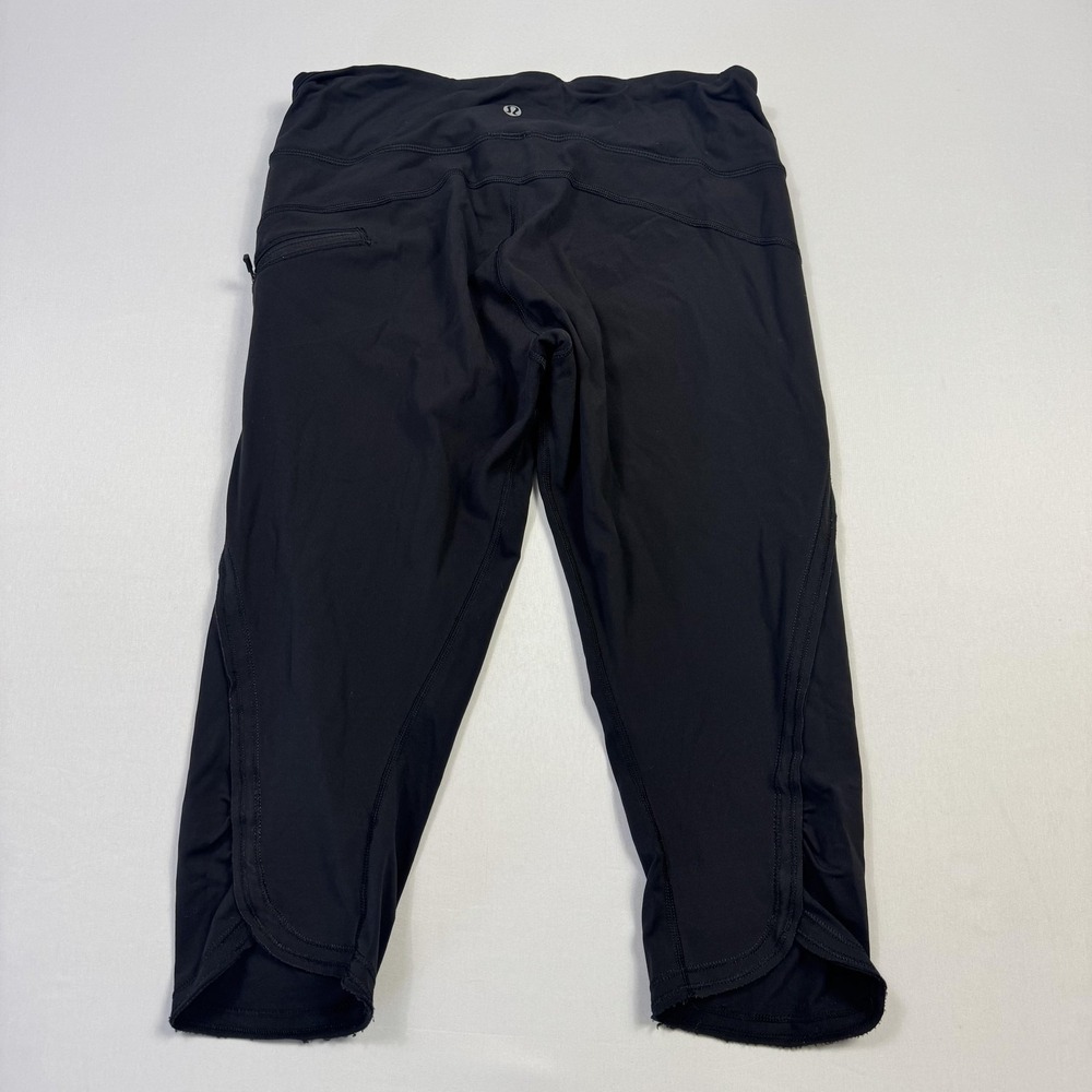 Lululemon Pants Womens 8 Black Cropped Leggings Pockets Elastic Waist Yoga